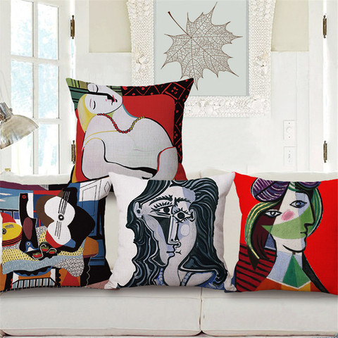 ZXZXOON Famous Picasso oil painting square decorative throw pillow case cotton linen blend cushion cover for sofa home 45x45cm ► Photo 1/6