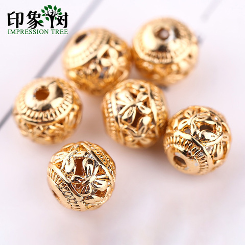 10pcs 8mm Gold Plating Copper Hollow Round Butterfly Shape Charms For DIY Jewelry Making Bracelet Accessories 27076 ► Photo 1/5