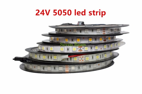 24V LED Strip 5050 NO Waterproof / Waterproof 60 LEDs/m Flexible LED Light 5m/lot. ► Photo 1/6
