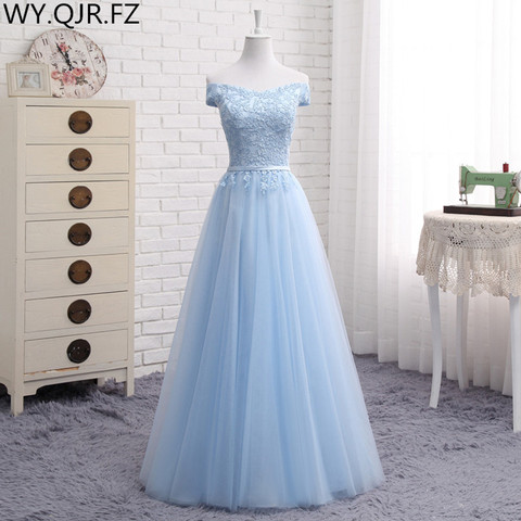 HJZY#Lace up Off Shoulder Long middle short blue Bridesmaid Dresses 2022 new Sister group Custom party prom dress toast suit ► Photo 1/6