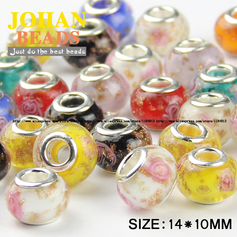 JHNBY European Beads 5mm Big Hole Glass Bead 10pcs Fashion Charms Round Loose beads ball Braclets Jewelry accessories making DIY ► Photo 1/3