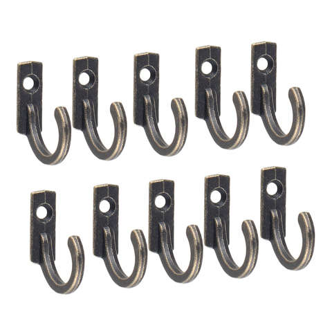 10PCS Single Prong Hook Mini Size Wall Mounted Retro Cloth Hanger for Coats Hats Towels Keys ► Photo 1/6