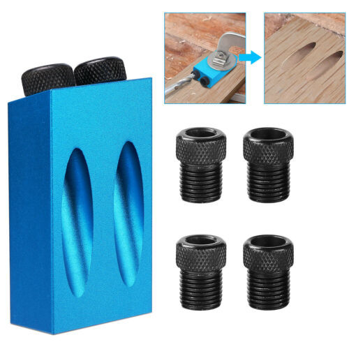 Pocket Hole Jig Kit 15 ° Angle 6/8/10mm Adapter Drill Guide Woodworking Set Tool 