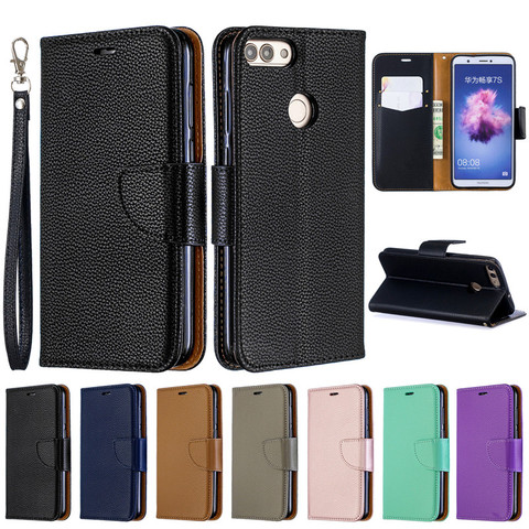 Huawei P Smart Case on for Fundas Huawei P Smart Psmart FIG-LX1 Cover Capa Solid Color Wallet Flip Leather Phone Case Coque ► Photo 1/6