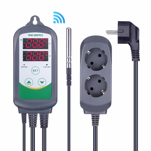 Inkbird ITC-308 WIFI Digital Temperature Controller EU US UK AU Plug Outlet Thermostat, 2-stage, 2200W, w/Sensor For Homebrewing ► Photo 1/6