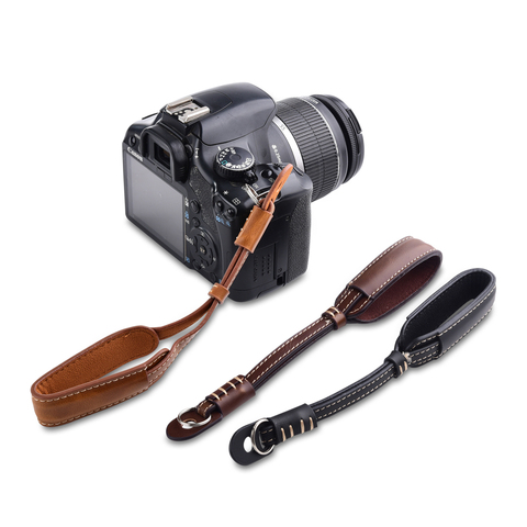 Camera Leather Hand Strap Grip Metal Ring Wrist For Sony Olympus Nikon Canon EOS R 4000D 1300D 800D 750D Fujifilm X-T3 T2 ► Photo 1/6