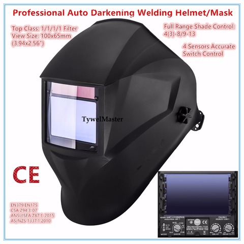 Welding Helmet 100*65mm 1111 4 Sensors Filter Welder Hat Cap Solar Auto Darkening MIG TIG Grinding 3-13 Welder Mask ► Photo 1/6