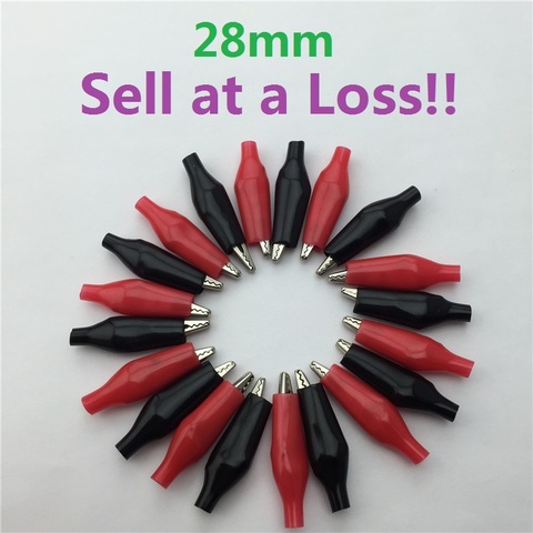20pcs/lot 28MM Metal Alligator Clip G98 Crocodile Electrical Clamp for Testing Probe Meter Black and Red with Plastic Boot ► Photo 1/2