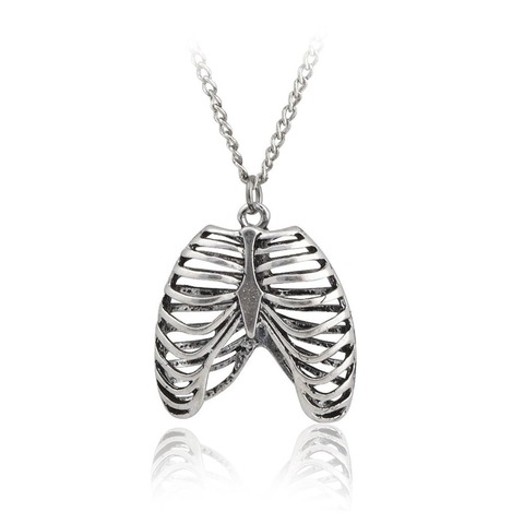 Fashion Gothic vinage rib Cage Necklace Anatomical Skeleton Heart Goth Punk Unique Retro pendant necklace Jewelry for men/women ► Photo 1/4
