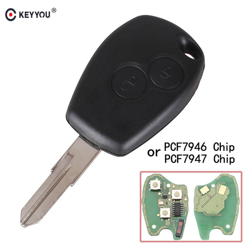 KEYYOU Remote Car Key 433MHz 2 buttons Keyless PCF7947 PCF7946 For Renault Megane Modus Clio Kangoo Logan Fob Case VAC102 Blade ► Photo 1/6