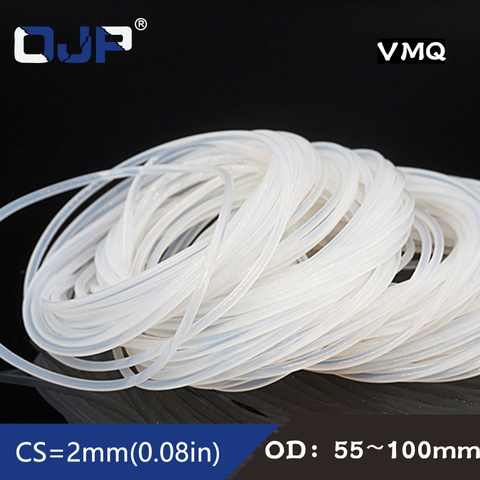White Silicon Ring Silicone/VMQ O ring OD55/60/65/68/70/75/80/90/95/100*2mm Thickness Rubber O-Ring Seal Gaskets Ring Washer ► Photo 1/6