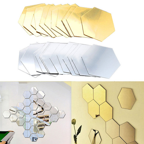 Modern Acrylic Mirror Hexagon Vinyl Removable Wall Sticker Decal Home Decor Art