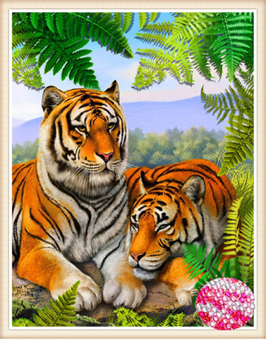 2022 new  BEAUTY diy diamond embroidery set full round crystal diamond painting 5d picture of stones wall decor tigers animals ► Photo 1/6