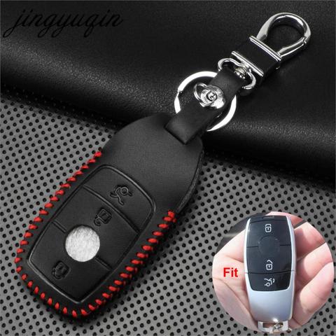 jingyuqin Leather Car Key Case For Mercedes Benz AMG 2017 E Class W213 key Chain Ring Cover Car Styling Accessories ► Photo 1/4