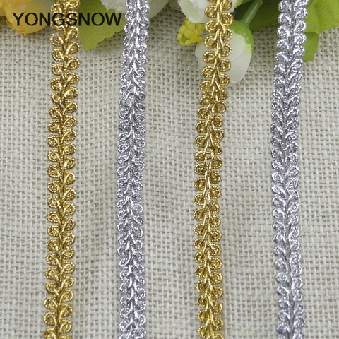 5m Gold Silver Lace Trim Ribbon Curve Lace Fabric Sewing Centipede Braided Lace Wedding Craft DIY Clothes Accessories Xmas Decor ► Photo 1/6