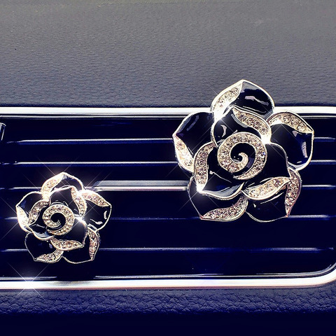2PCS High-grade diamond crystal Rose car perfume Vent clip lady car styling air outlet accessories Car Air Freshener Styling ► Photo 1/3