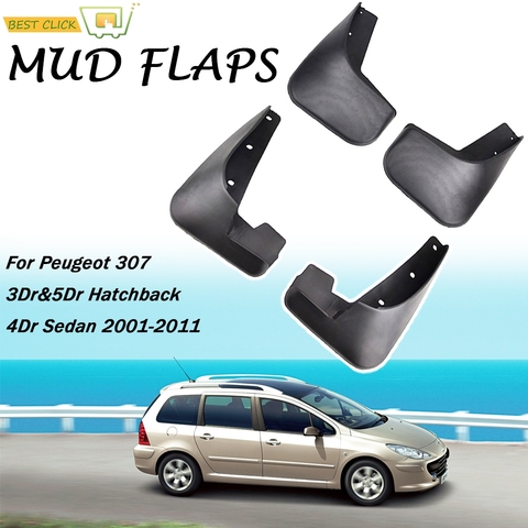 Car Mud Flaps For Peugeot 307 3dr & 5dr Hatchback Hatch 4-Door Sedan 2001-2011 Mudflaps Splash Guards Mud Flap Mudguard Fender ► Photo 1/6