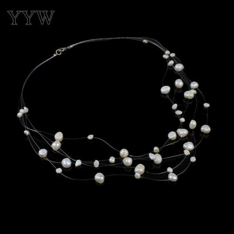 Invisible Chain Necklace Choker Bib Women Colar Natural Freshwater Pearl Transparent Fishing Line Statement Collier Femme Gift ► Photo 1/3
