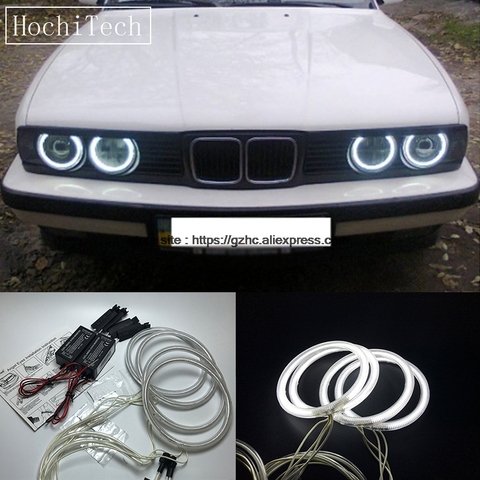 HochiTech For BMW E30 E32 E34 1984-1990 Ultra Bright Day Light DRL CCFL Angel Eyes Demon Eyes Kit Warm White Halo Ring 120mm*4 ► Photo 1/6