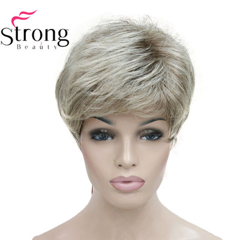 StrongBeauty Short Shaggy Layered Blonde Ombre Classic Cap full Synthetic Wig Women's Wigs ► Photo 1/6