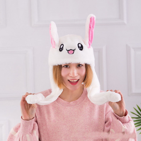 Women Moving Hat Rabbit Ears Plush Sweet Cute Airbag Cap Lighted Hat Children Gift Cartoon Plush Doll Toy Cosplay Hat ► Photo 1/3