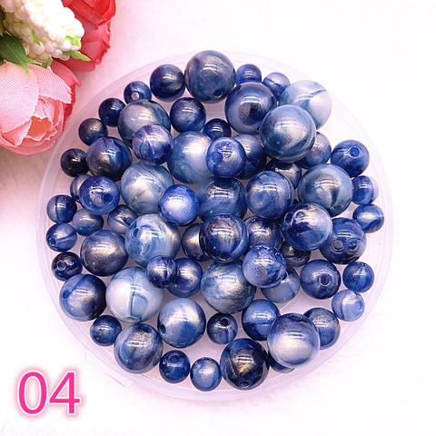 New 8 10 12 14mm Colour Gold Powder Round Acrylic Beads Spacer Loose Beads for Jewelry Making DIY Handmade Bracelet #04 ► Photo 1/3