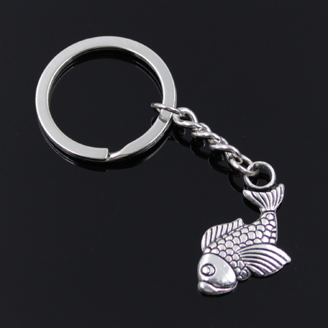 New Fashion Men 30mm Keychain DIY Metal Holder Chain Vintage Carp Fish 32x19mm Silver Color Pendant Gift ► Photo 1/6