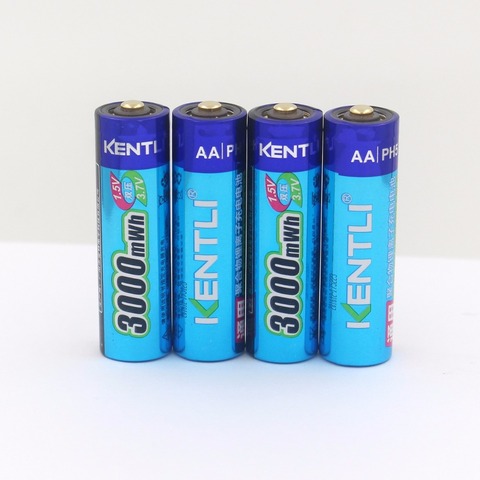 KENTLI 4pcs/lot 3000mWh AA battery 1.5V AA rechargeable battery camera battery lithium polymer battery ► Photo 1/4