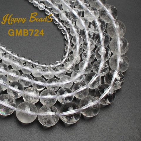 Natural Clear Quartz Crystal Beads Round Loose Spacer Beads For Jewelry Making DIY Charm Bracelet Perles 15