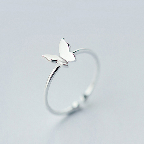 MloveAcc 100% 925 S Sterling Silver Fashion Jewelry Butterfly Cocktail Ring Sizable Girls Kids Xmas Gift Drop Shipping ► Photo 1/5