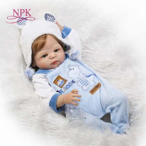 NPK 23 inch White skin Baby Dolls Realistic Full Silicone Vinyl Alive Girl Reborn Baby Doll For Children Gifts bonecas reborn ► Photo 1/6