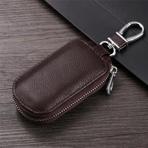 BYCOBECY 2022 Key Holder Wallet 100% Genuine Leather Key Holder Unisex Solid Key Wallet Keys Organizer Bag Car Housekeeper ► Photo 1/6