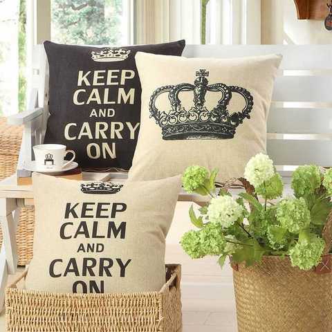 KEEP CALM AND CARRY ON Pillowcase Home Decorative Sofa Cushion Cute Seat Cushion Crown ► Photo 1/5