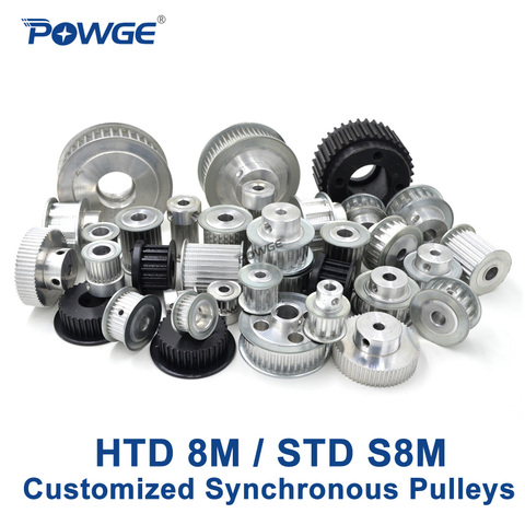 POWGE Arc Teeth HTD 8M STD S8M Synchronous pulley pitch 8mm wheel Gear Manufacture Customizing all kinds of 8M S8M Timing pulley ► Photo 1/1