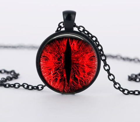 SUTEYI Red Cat Eye Necklace Charms Dragon Eyes Photo Glass Cabochon Pendnat Handmade Black Chain Necklaces Women Men Jewelry ► Photo 1/6
