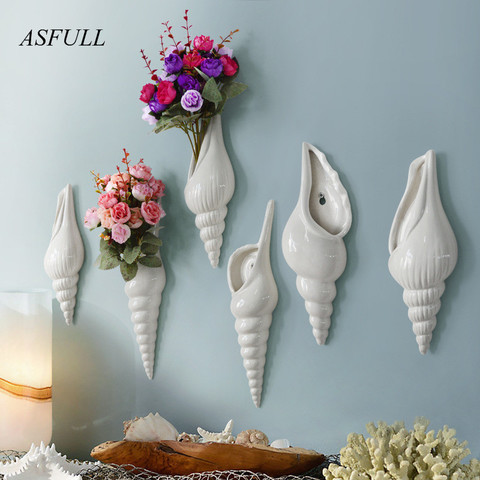 Simple Modern 3D Mural Flower Vase Modern Vase Conch Creative Background Wall Decoration Home Furnishing Free Shipping ► Photo 1/6