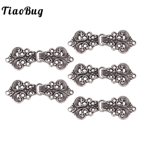 TiaoBug 5 Pairs Vintage Swirl Flower Chinese Cheongsam Buckle Cape Cloak Clasp Fasteners Button Sew On Hook and Eye Brooch Clip ► Photo 1/6
