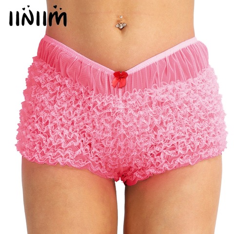 iiniim High Quality Women Ladies Lingerie Ruffled Lace Bloomers Knickers with a bow Sexy Panties Women's Underwear Underpants ► Photo 1/6