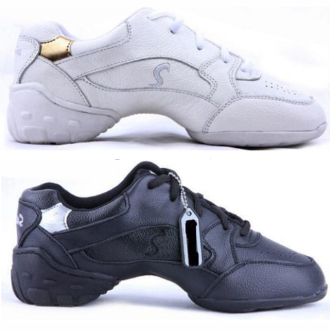 Hot Sale White Black Leather Dance Shoes Sneakers For Woman Sports Practice Shoes Modern Dance Jazz Shoes ► Photo 1/3