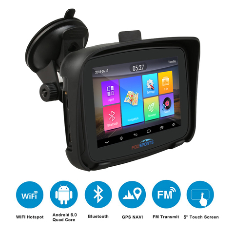 Fodsports 5 inch Motorcycle GPS Navigation Android 6.0 Wifi Waterproof Bluetooth GPS Navigator Car Moto GPS IPX7 RAM 1G ROM 16G ► Photo 1/6