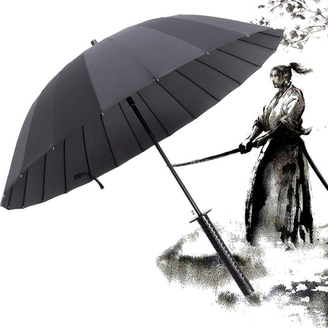 Japanese Samurai Umbrella Strong Windproof Semi Automatic Long Umbrella Large Man And Women's Business Umbrellas Mens Paraguas ► Photo 1/6