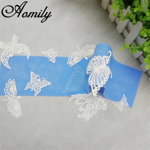 Aomily Lace Butterfly Wedding Cake Silicone Beautiful Lace Fondant Mold Mousse Sugarcraft Icing Mat Pad Pastry Baking Tool ► Photo 1/6