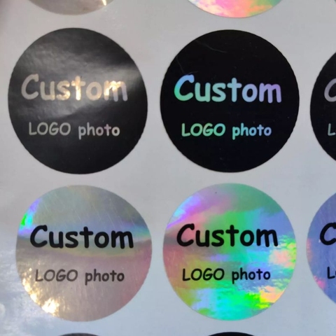 100, Silver laser Customized text logo, Wedding Stickers, Invitations Seals, Candy Favors Gift Boxes Labels, holographic sticker ► Photo 1/6
