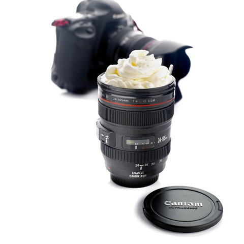 400ml New Coffee Lens Emulation Camera Mug Beer Mug Wine With Lid Black Plastic Cup&Caniam Logo Mugs Cafe MUG-09 ► Photo 1/3