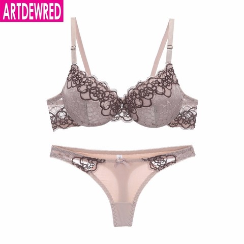 high-end brand New Arrival lace bra set push up underwear set women panties thin thick cup hollow lace intimates bras lingerie ► Photo 1/6