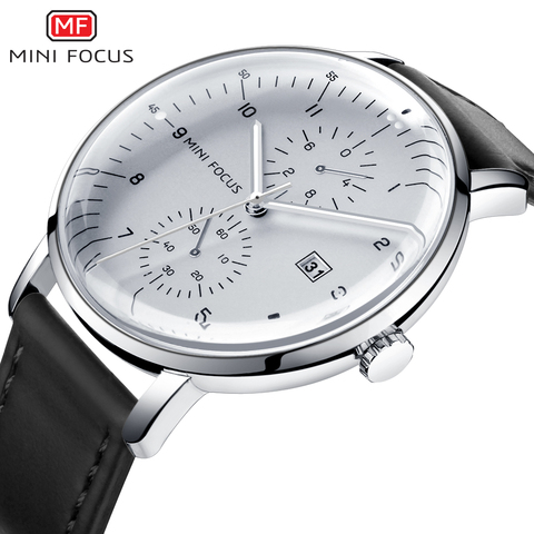 MINIFOCUS Men Watch Top Brand Luxury Quartz Watches Mens Casual Fashion Genuine Leather Male Wristwatch New Waterproof Clock ► Photo 1/1