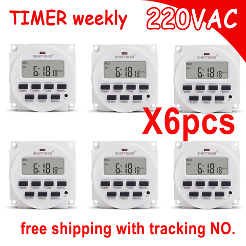 220V 7 Days Programmable BIG LCD 1.6 inch Time Switch with UL listed Relay inside Timer Electric Programme ► Photo 1/6