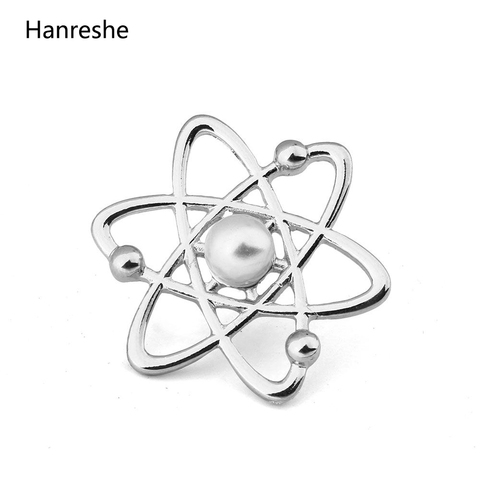 Fashion Atom Melecule Science Pin Brooch,the Pearl Science Symbol Brooch,Proton Neutron Nucleus Jewelry Gift Brooches for Women ► Photo 1/6