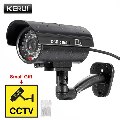 KERUI Outdoor Fake Simulation Dummy Camera CCTV Home Surveillance Security Mini Camera Flashing LED Light Fake Camera Black ► Photo 1/6