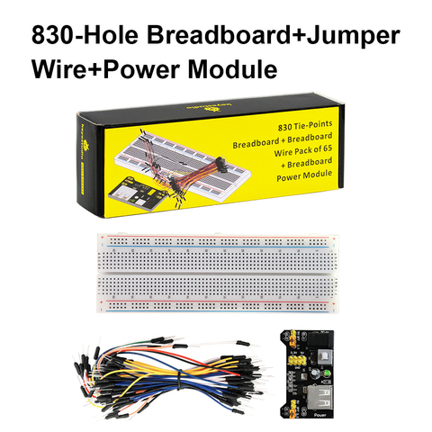 Keyestudio 1PCS 3.3V/5V Breadboard power module+ 1PCS 830 points  Breadboard + 1PCS 65 Flexible jumper wires for arduino DIY ► Photo 1/6